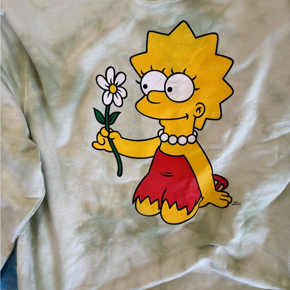 Green tie dye Lisa Simpson Pullover Sweatshirt - Picture 2 of 3